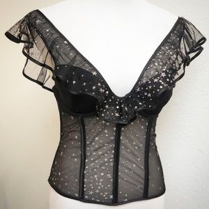 Black Bustier with silver metallic stars